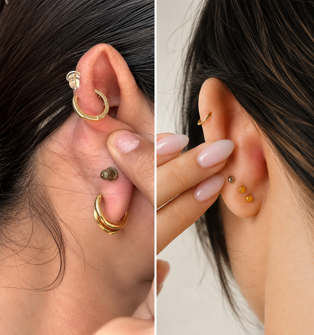 Comparaison : boucles d'oreilles classiques vs boucles à dos plat, plus confortables