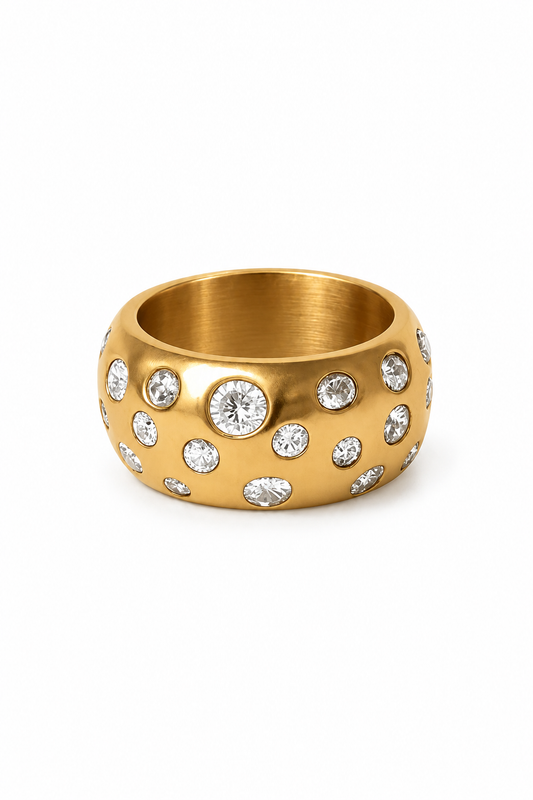 Bague Constellation dorée à petites pierres claires, idée cadeau de Noël pour sa copine