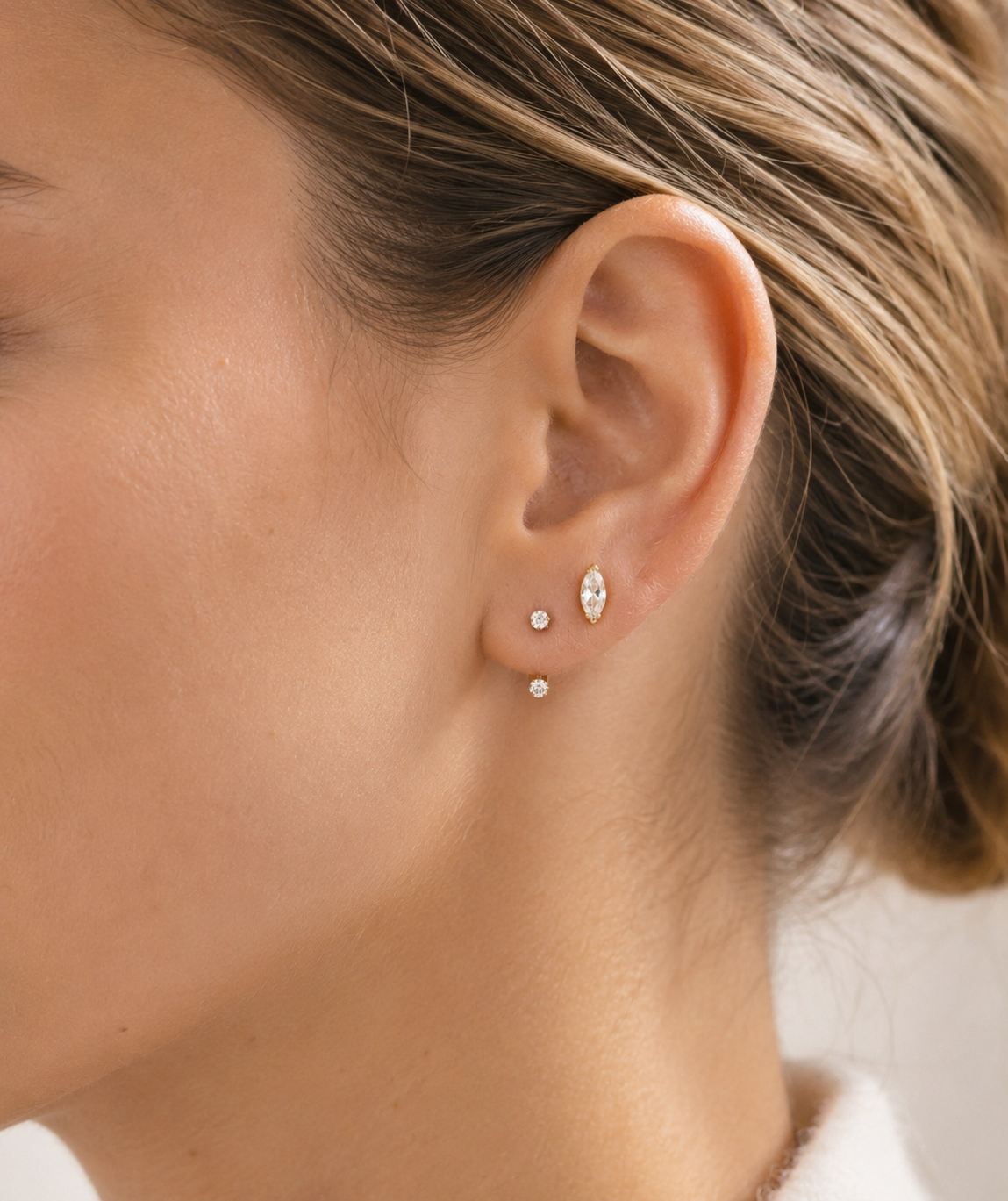 Boucles d'Oreilles Marquise à dos plat