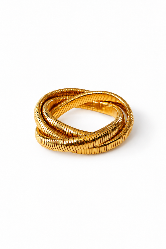 Bracelet Serpentine doré à trois chaînes serpent – photo produit